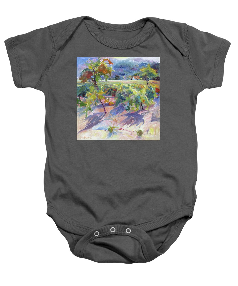 Calistoga Baby Onesie featuring the painting Calistoga Vines by John McCormick