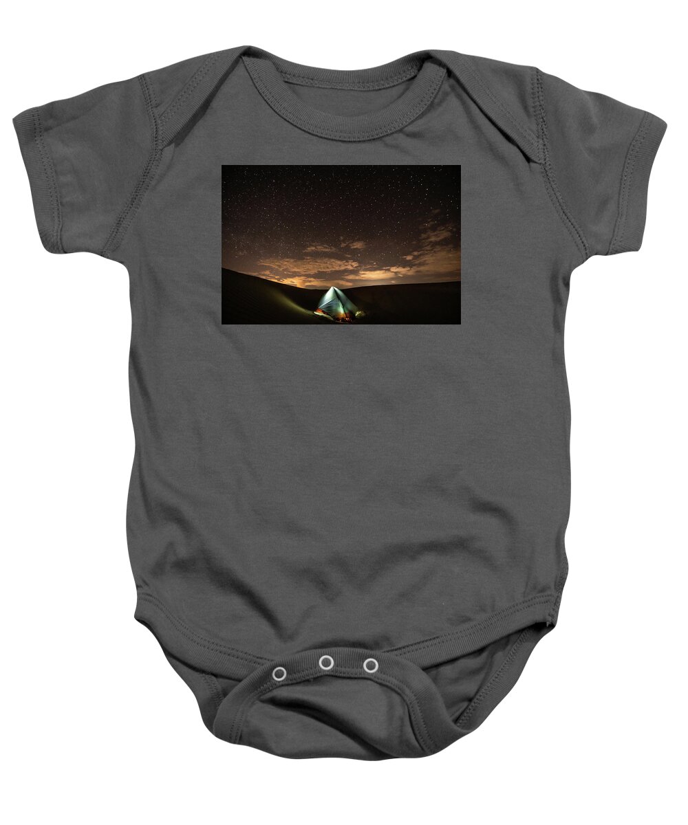 Camping Baby Onesie featuring the photograph Camping on the sand dune by Philip Cho