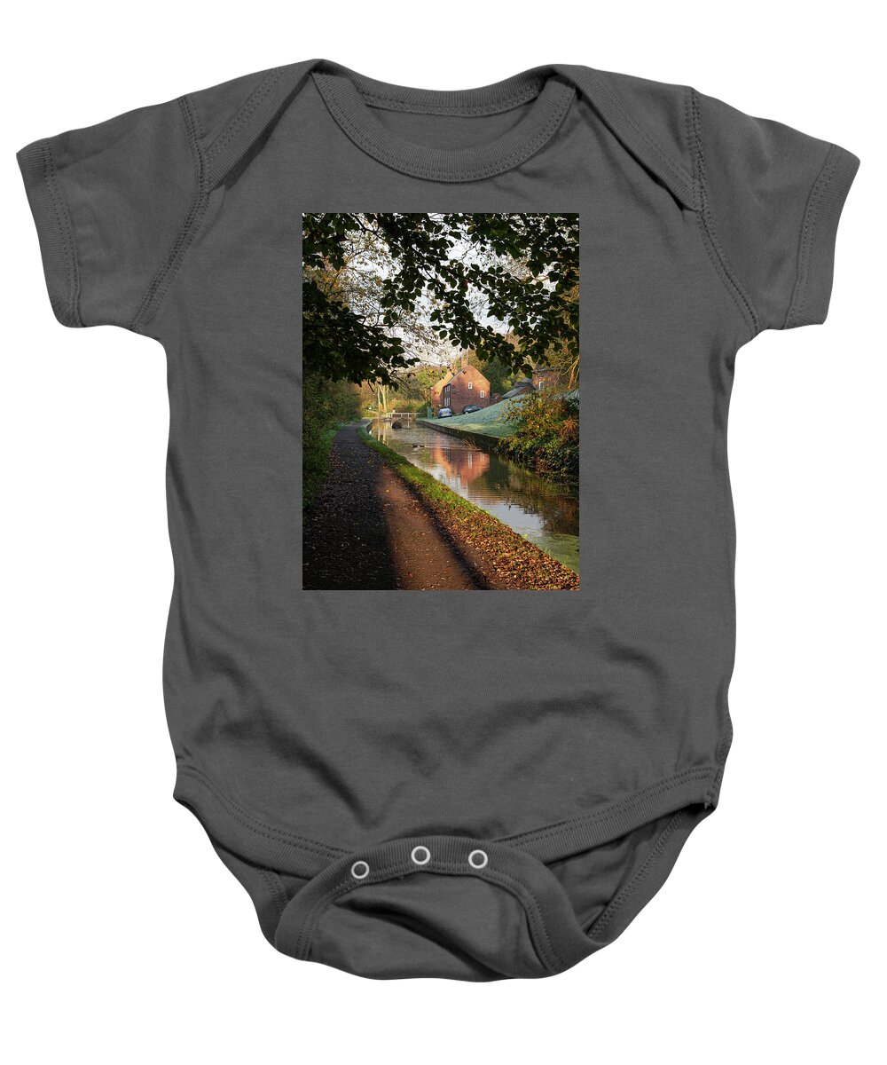 Canal Baby Onesie featuring the photograph Canal under the trees by Average Images