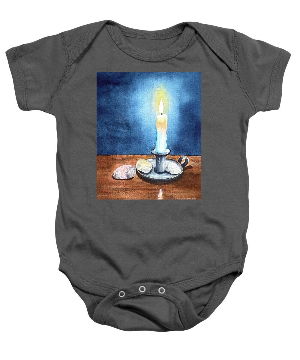 Candle Holder Baby Onesie featuring the painting Candle's Glow by Joseph Burger