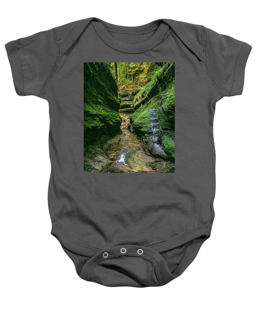 Turkey Run State Park Baby Onesie featuring the photograph Canyon Steps by Jeanne Jackson