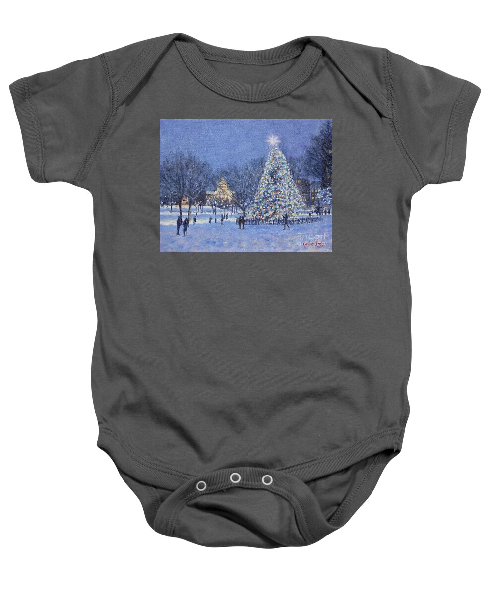 Boston Baby Onesie featuring the painting Capital Twilight Selfies by Candace Lovely