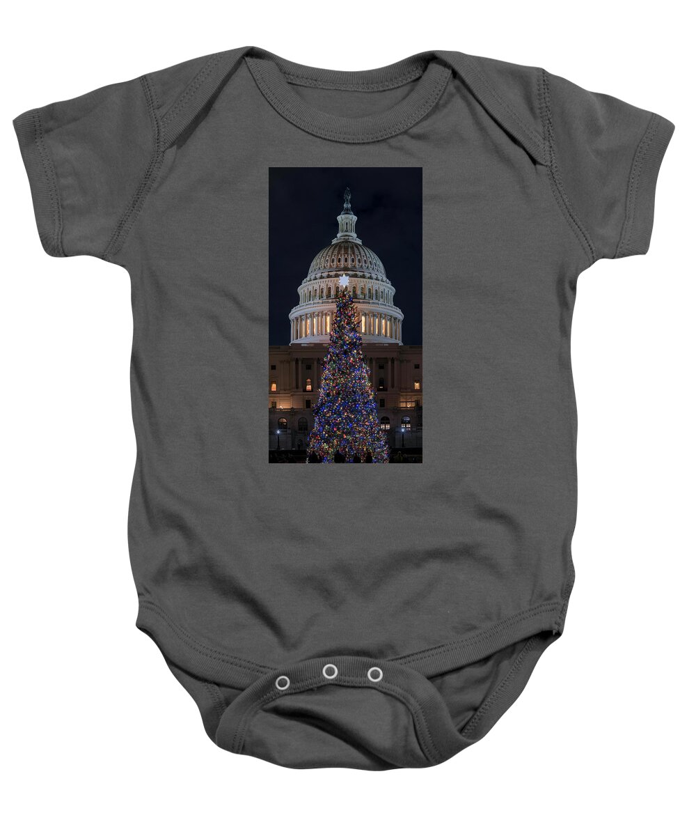 Washington D.c. Baby Onesie featuring the photograph Capitol Christmas 2019 2 by Robert Fawcett