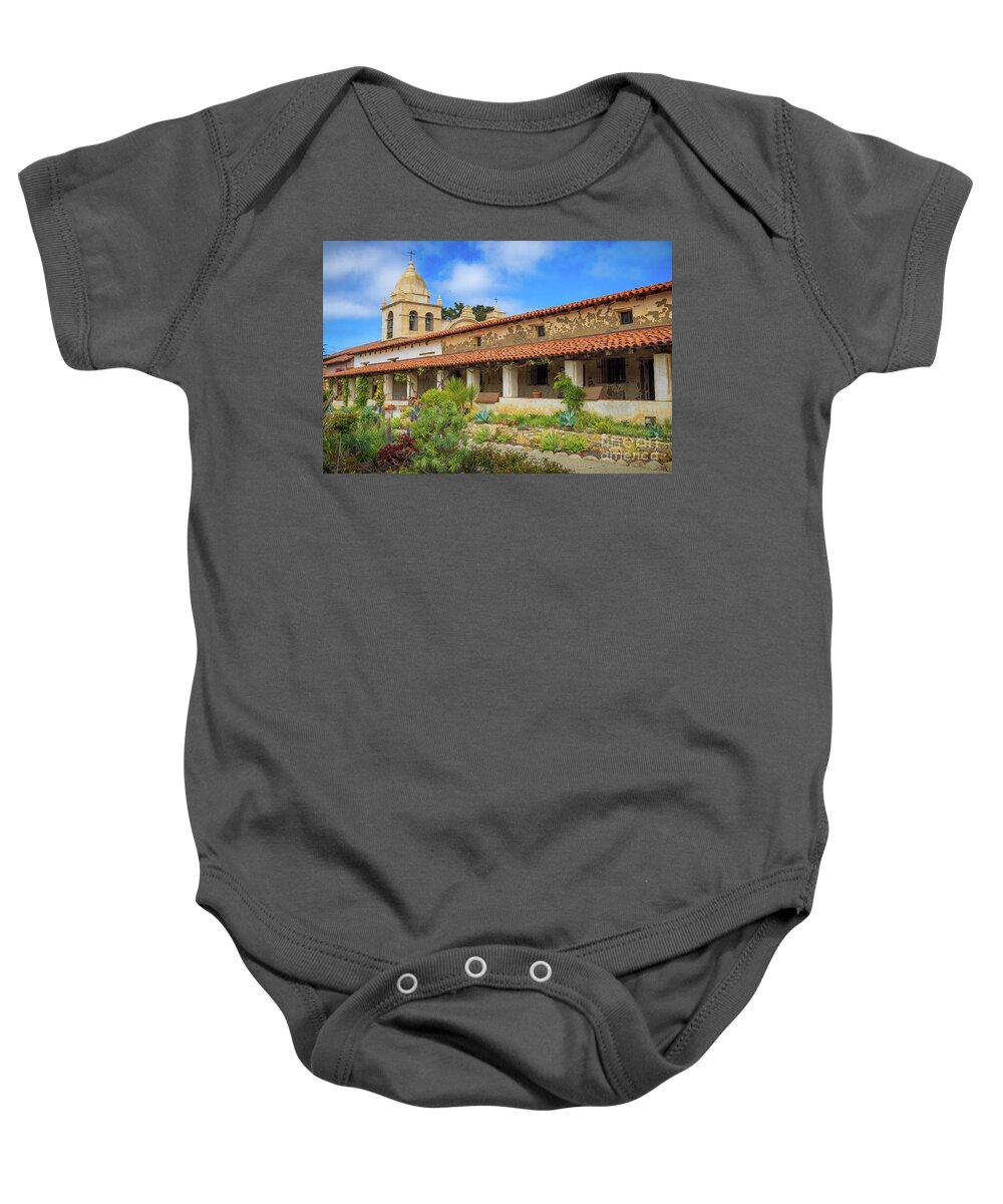 America Baby Onesie featuring the photograph Carmel Mission Gallery by Inge Johnsson