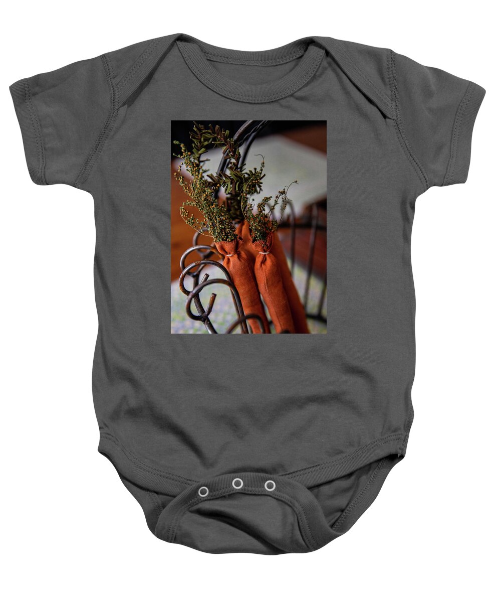 Still Life Baby Onesie featuring the photograph Carrots by Denise Kopko