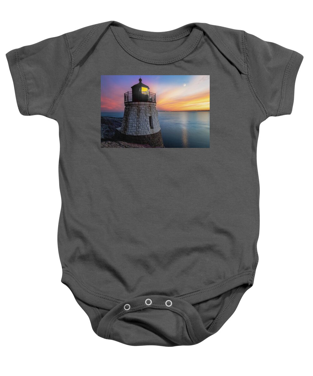 Castle Hill Lighthouse Baby Onesie featuring the photograph Castle Hill Light RI by Susan Candelario