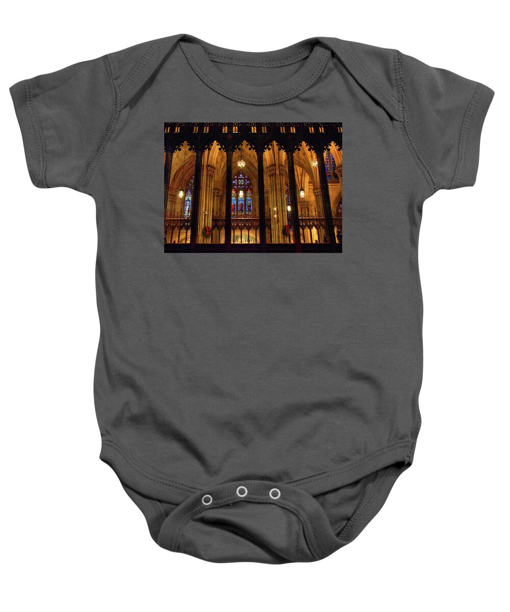 St. Patrick's Cathedral Baby Onesie featuring the photograph Cathedral Arches by Jessica Jenney