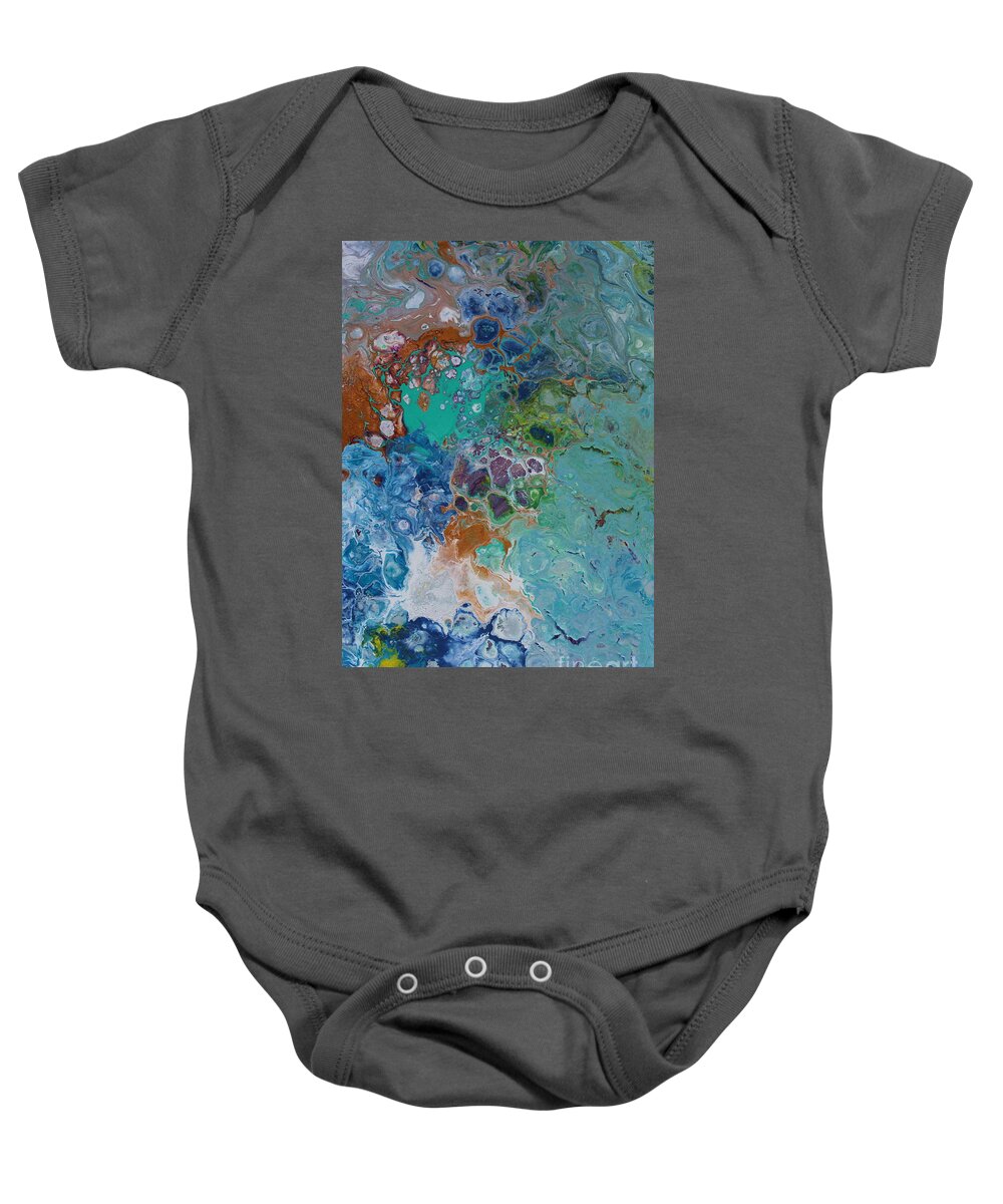 Cells Baby Onesie featuring the painting Cellstory by Pristine Cartera Turkus