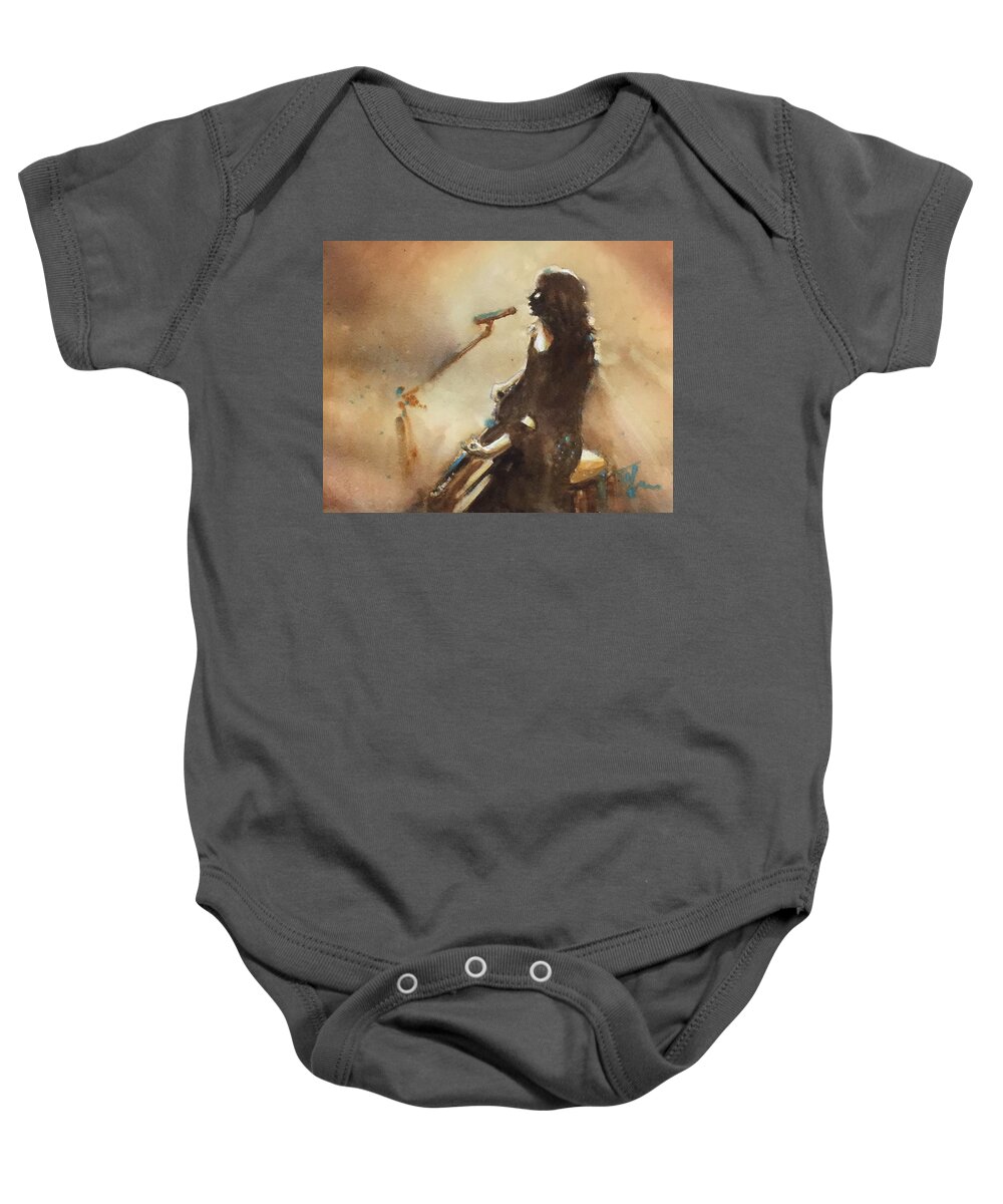 Music Baby Onesie featuring the painting Center Stage by Judith Levins