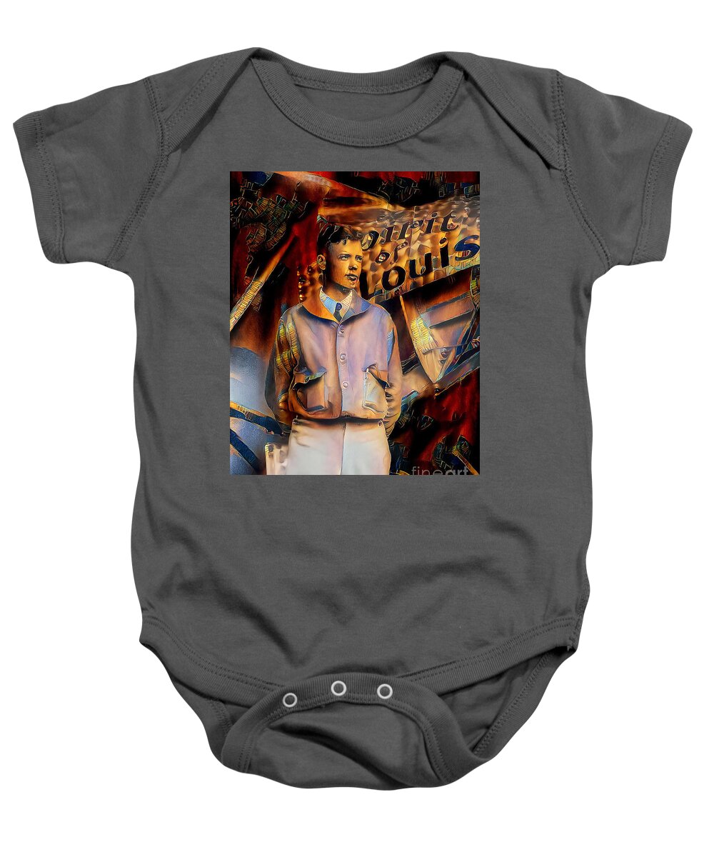 Wingsdomain Baby Onesie featuring the photograph Charles Lindbergh in Nostalgic Painterly Colors 20200513 by Wingsdomain Art and Photography