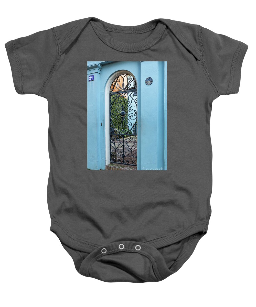 Architecture Baby Onesie featuring the photograph Charleston Rainbow Alley Gate 14 by Maria Struss Photography