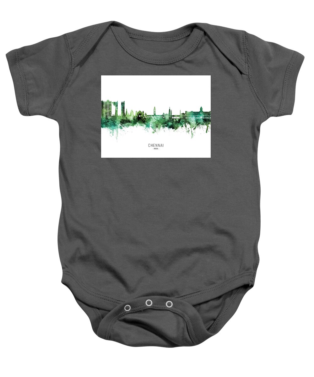 Chennai Baby Onesie featuring the digital art Chennai Skyline India #53 by Michael Tompsett