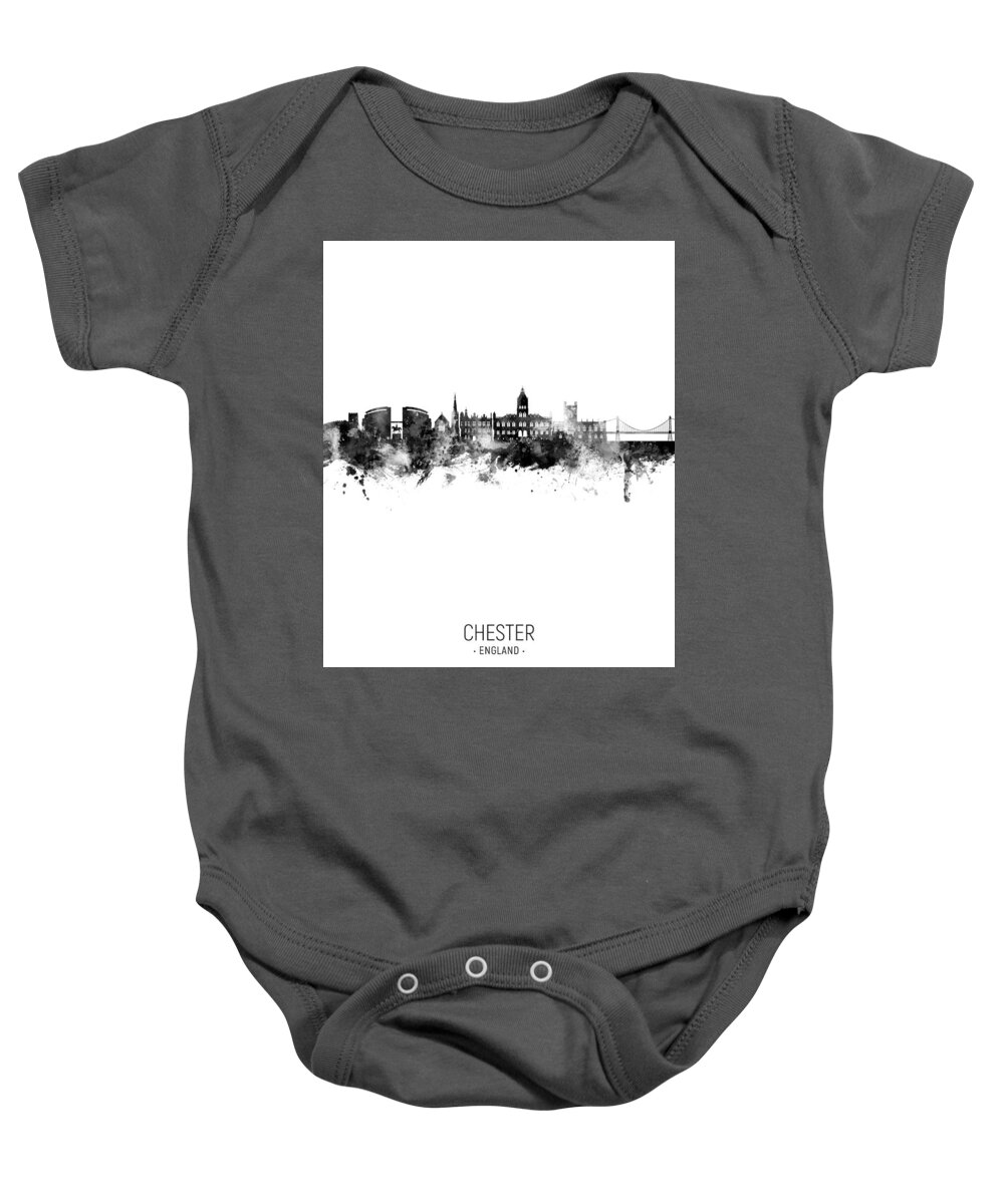 Chester Baby Onesie featuring the digital art Chester England Skyline #98 by Michael Tompsett