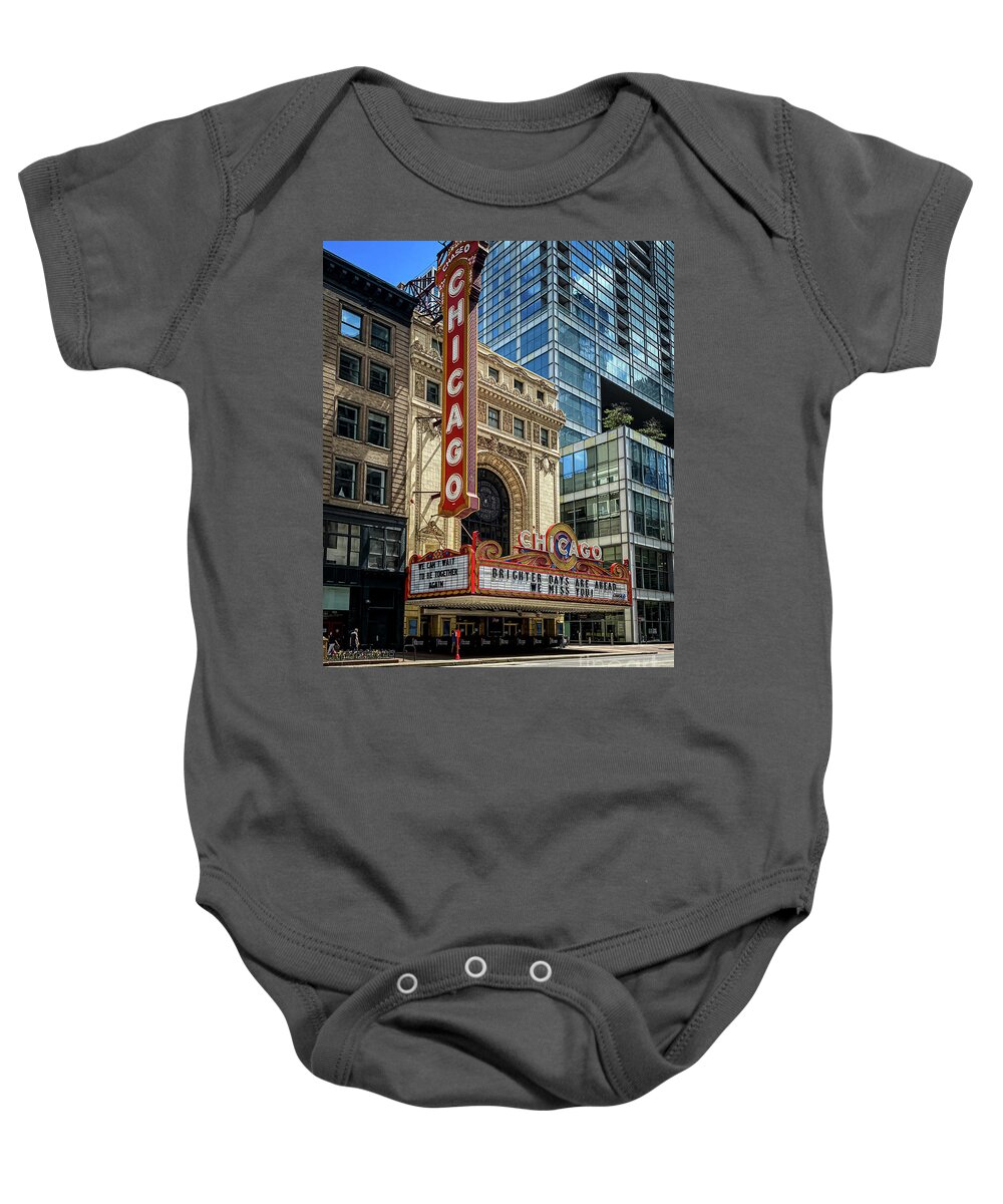 Chicago Baby Onesie featuring the photograph Chicago Theater by William Norton