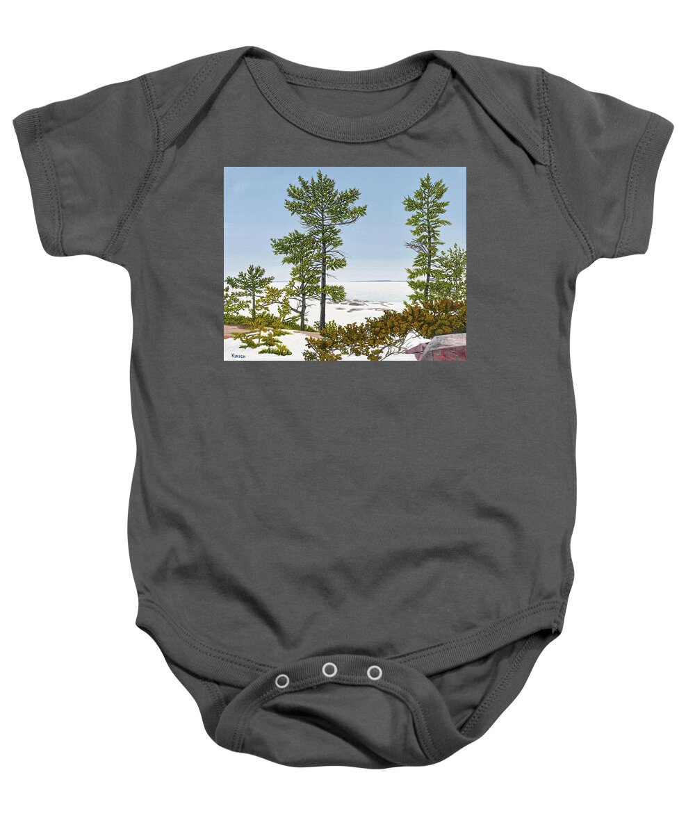 Georgian Bay Baby Onesie featuring the painting Chikanishing Winter by Kenneth M Kirsch