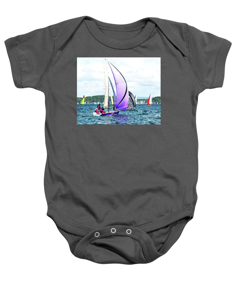 Junior Baby Onesie featuring the photograph Children sailing at the Combined High School Sailing Championshi by Geoff Childs