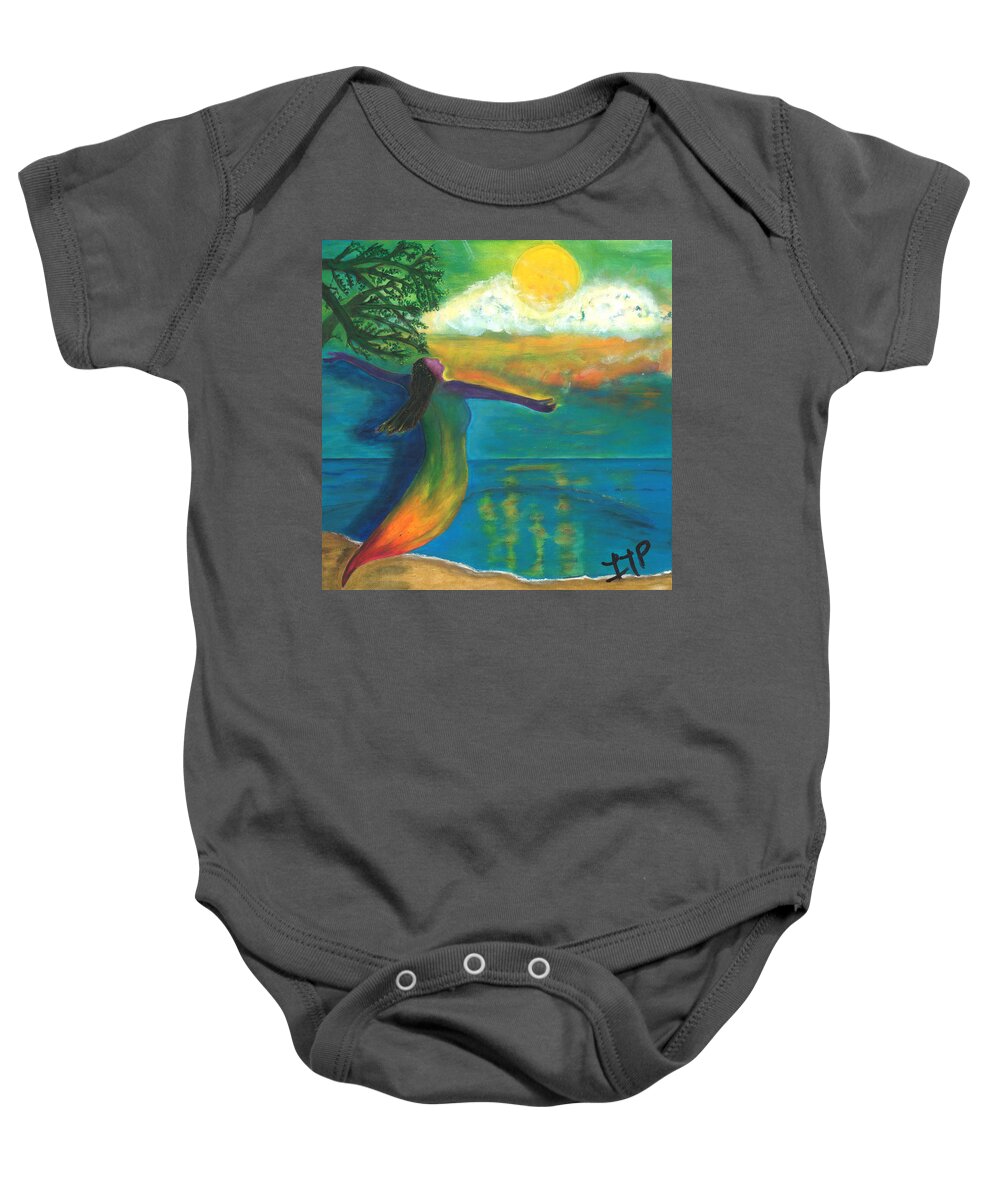 Awakening Baby Onesie featuring the painting Chronicles of an Awakening Soul by Esoteric Gardens KN