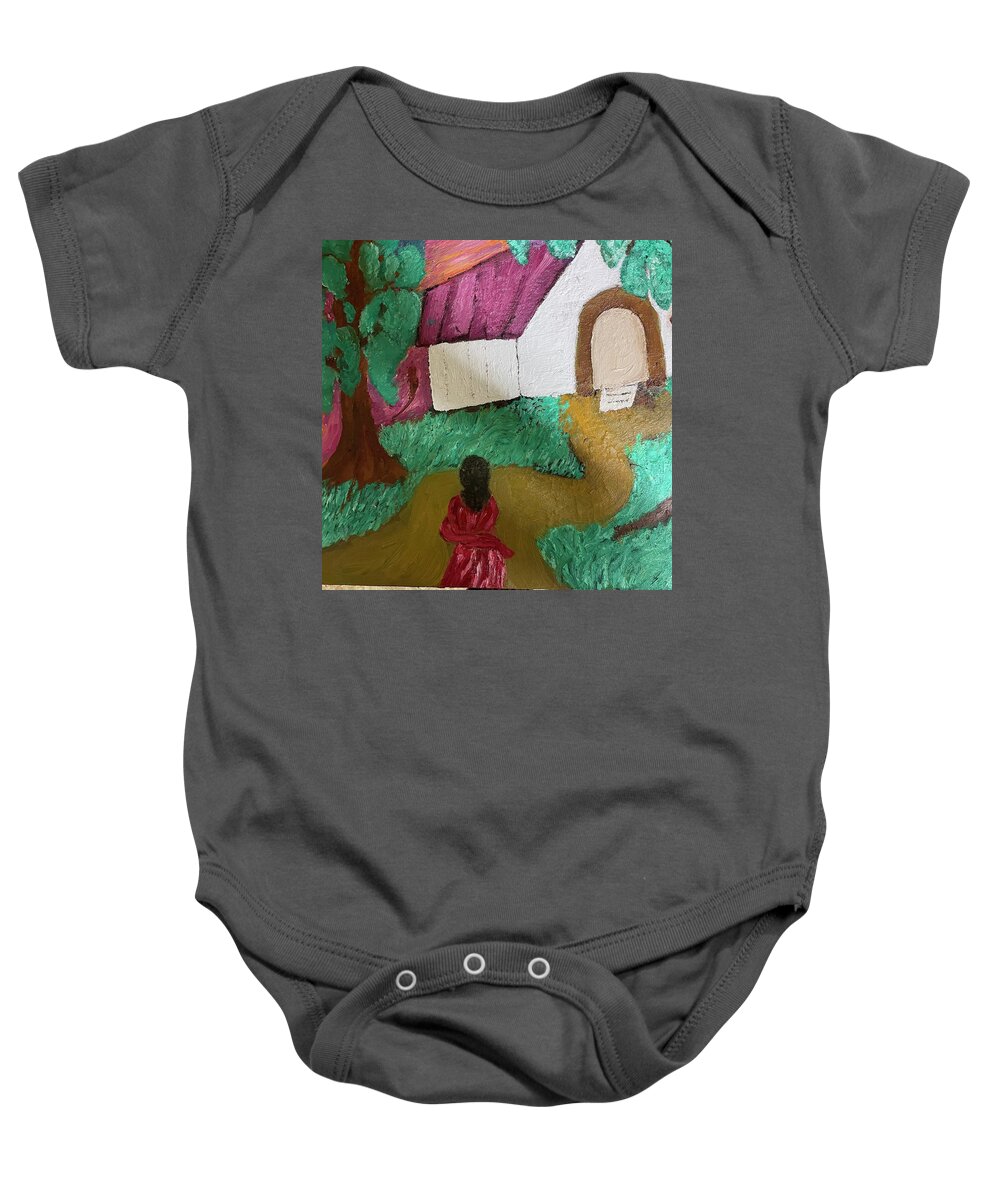 Black Art Baby Onesie featuring the painting Church Ladies by Mildred Chatman