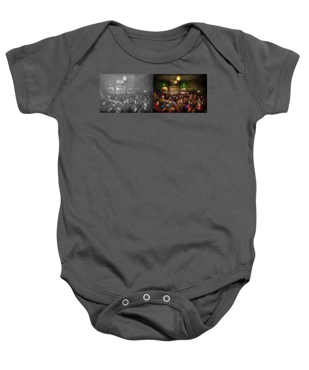 Chicago Baby Onesie featuring the photograph City - Chicago, IL - The original Tony's Tavern 1941 - Side by Side by Mike Savad