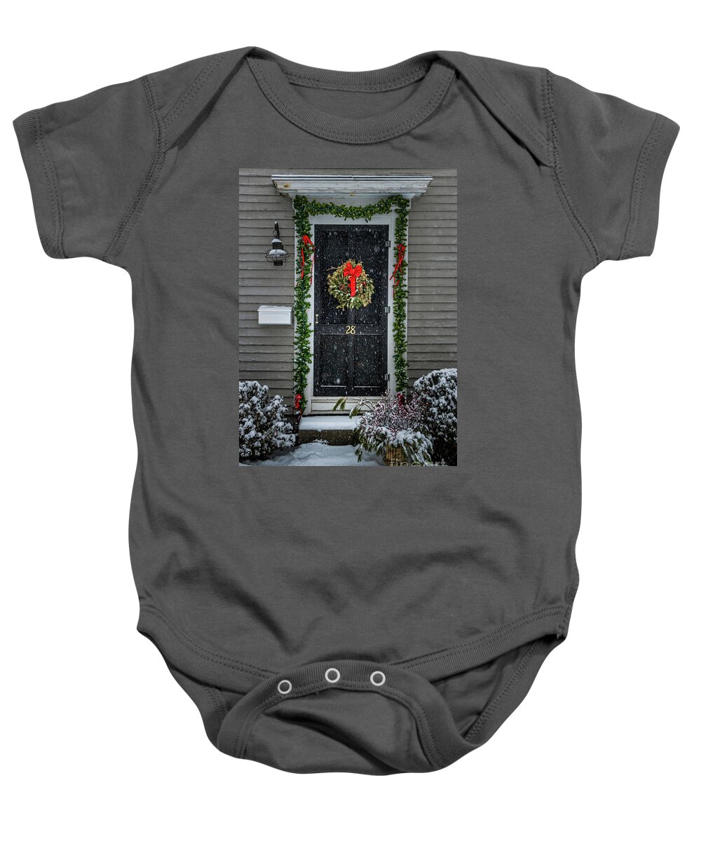 Christmas Baby Onesie featuring the photograph Classic Maine Christmas Entrance by Elizabeth Dow