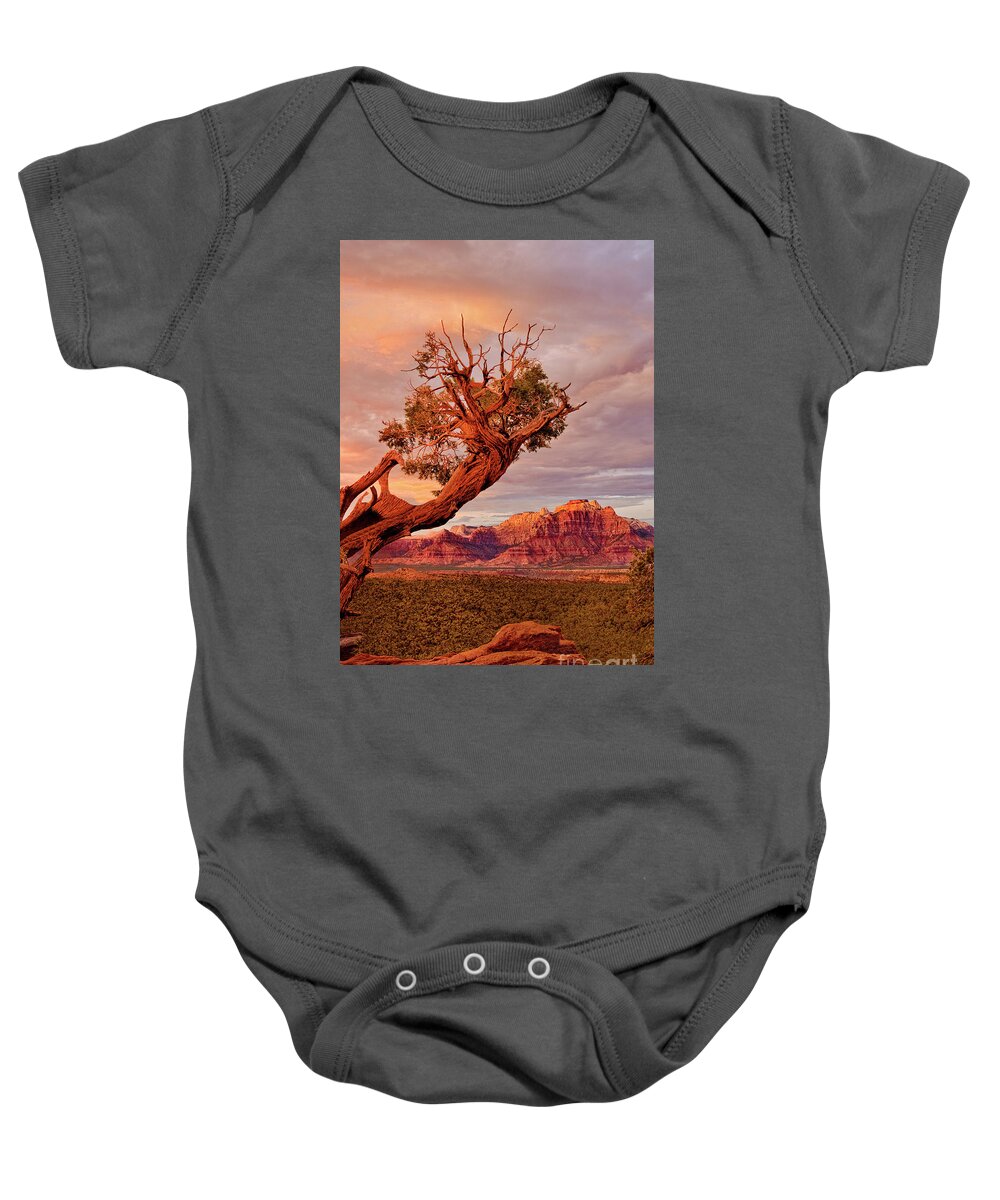 Dave Welling Baby Onesie featuring the photograph Clearing Storm And West Temple South Of Zion National Park by Dave Welling