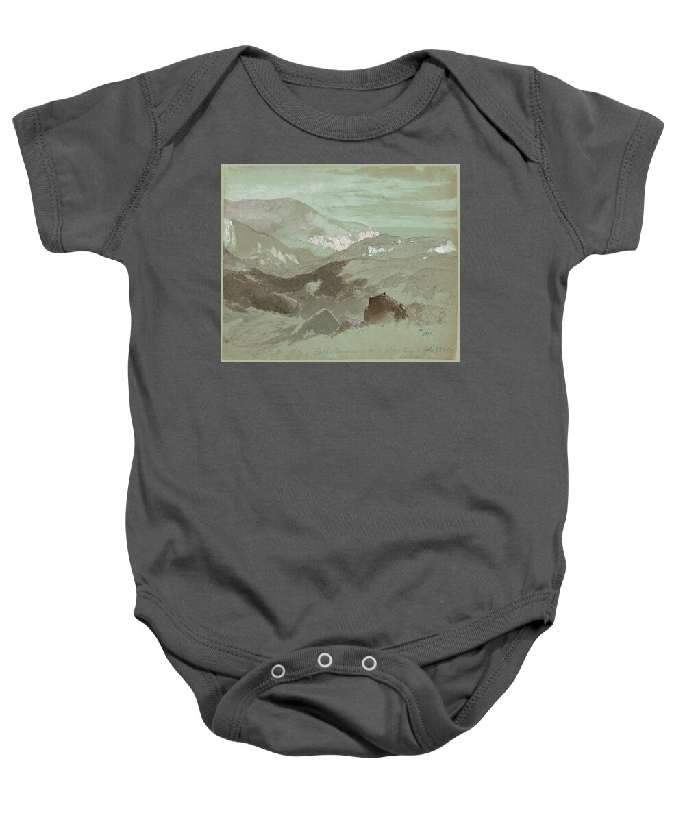 Thomas Moran Baby Onesie featuring the drawing Cliffs of Ecclesbourne Near Hastings by Thomas Moran