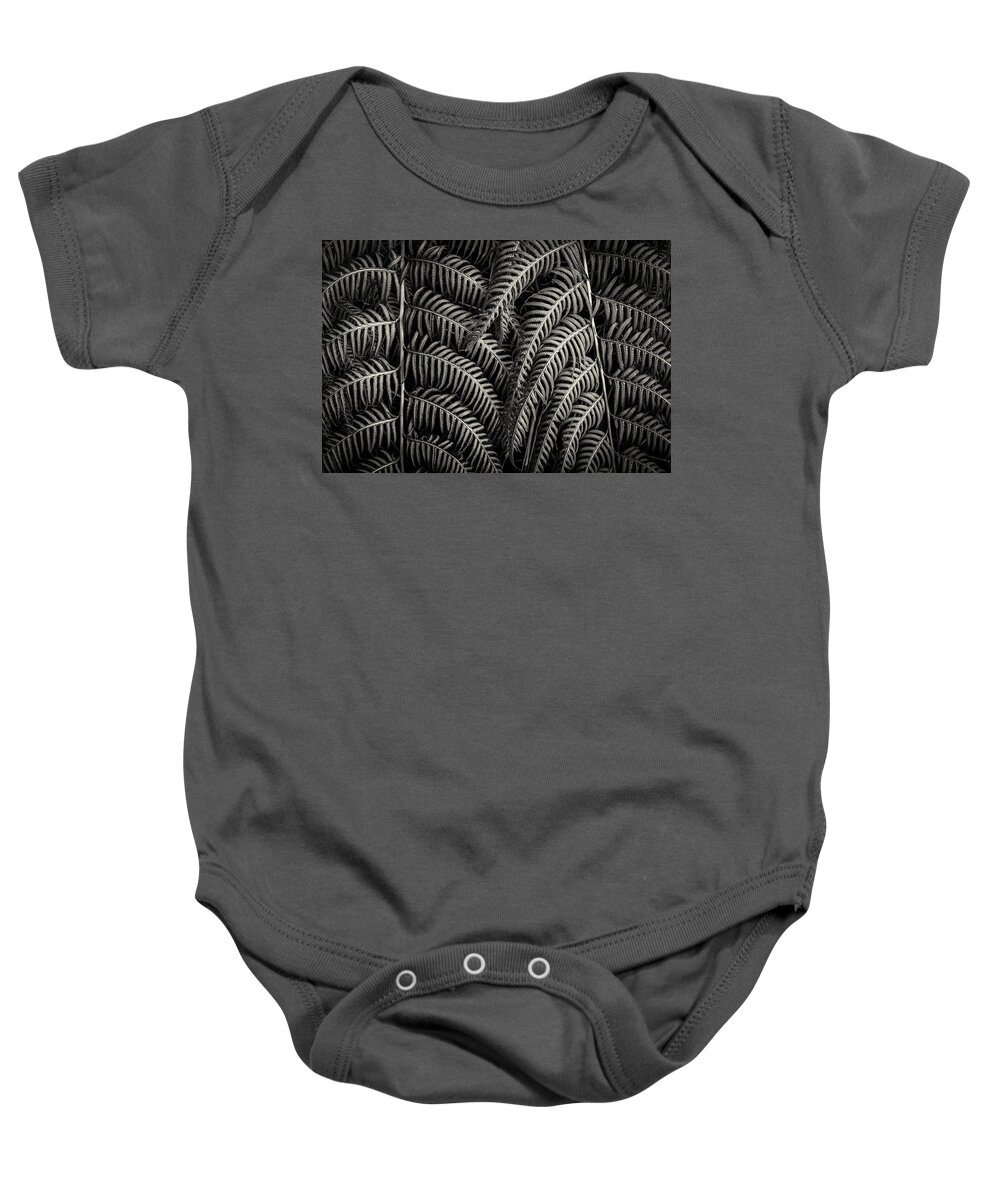 Fern Leaf Baby Onesie featuring the photograph Close-up on a fern leaf by Alessandra RC