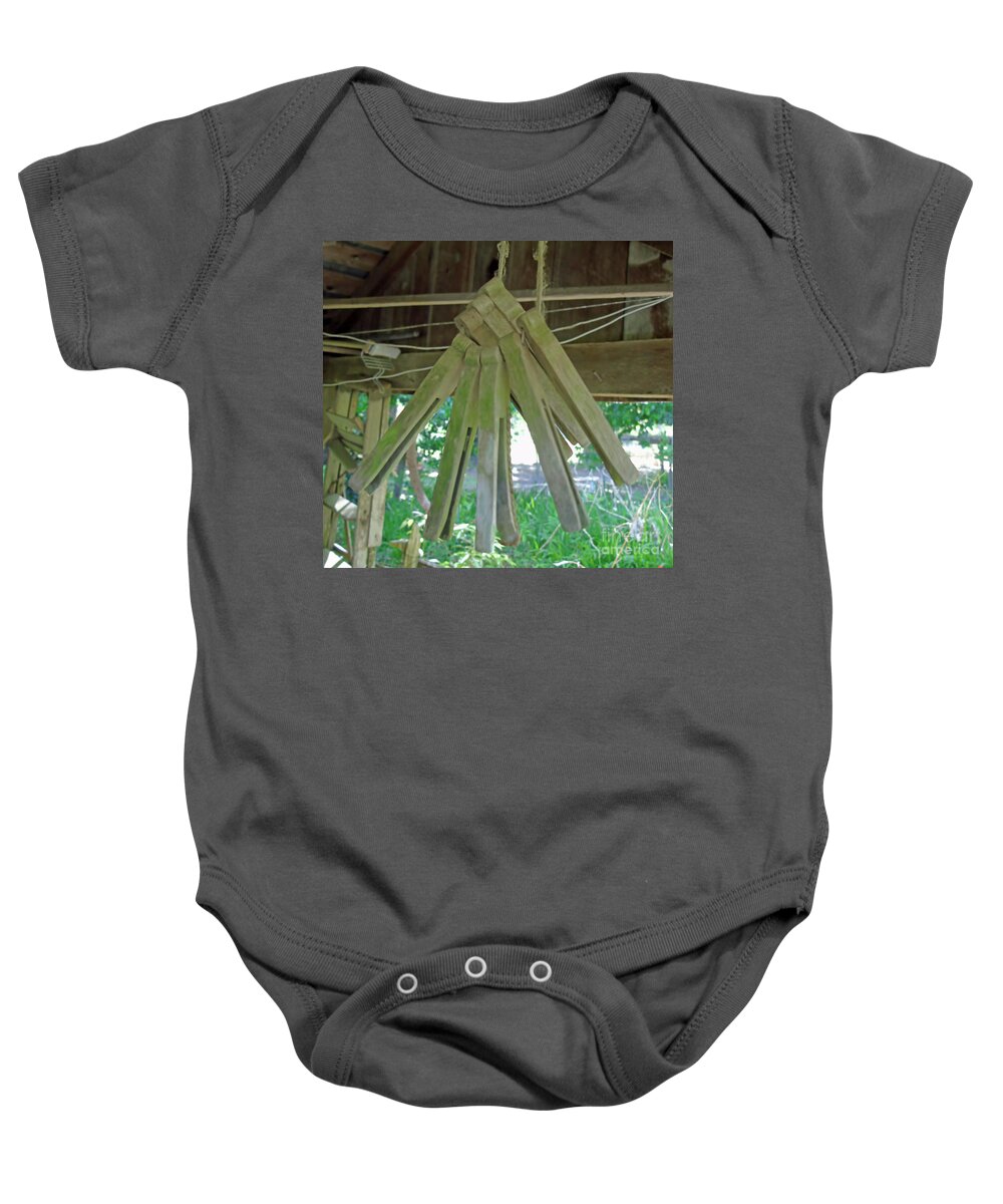 Dudley Farm Baby Onesie featuring the photograph Clothes Pins by D Hackett