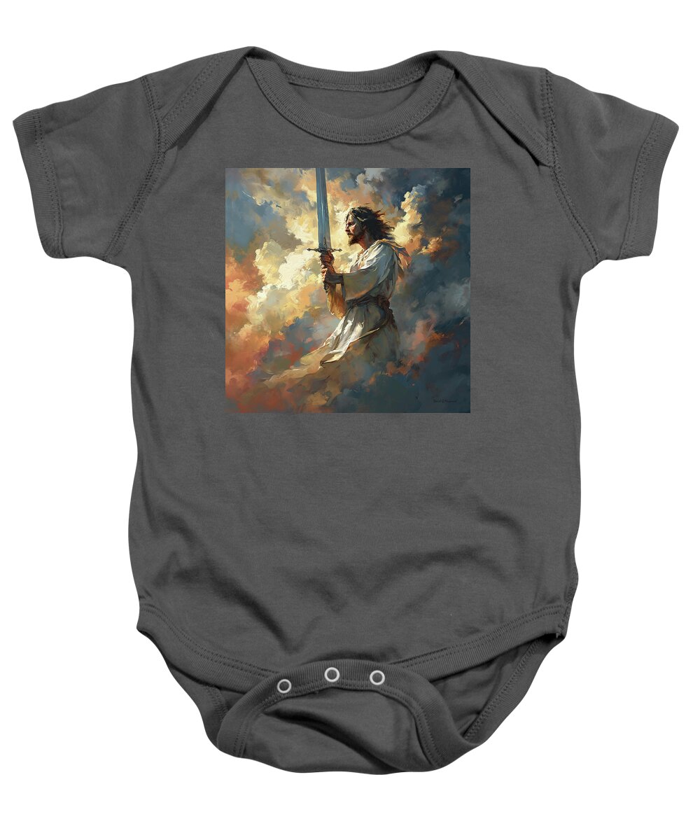 Jesus Baby Onesie featuring the digital art Clouds of Glory by David Maynard