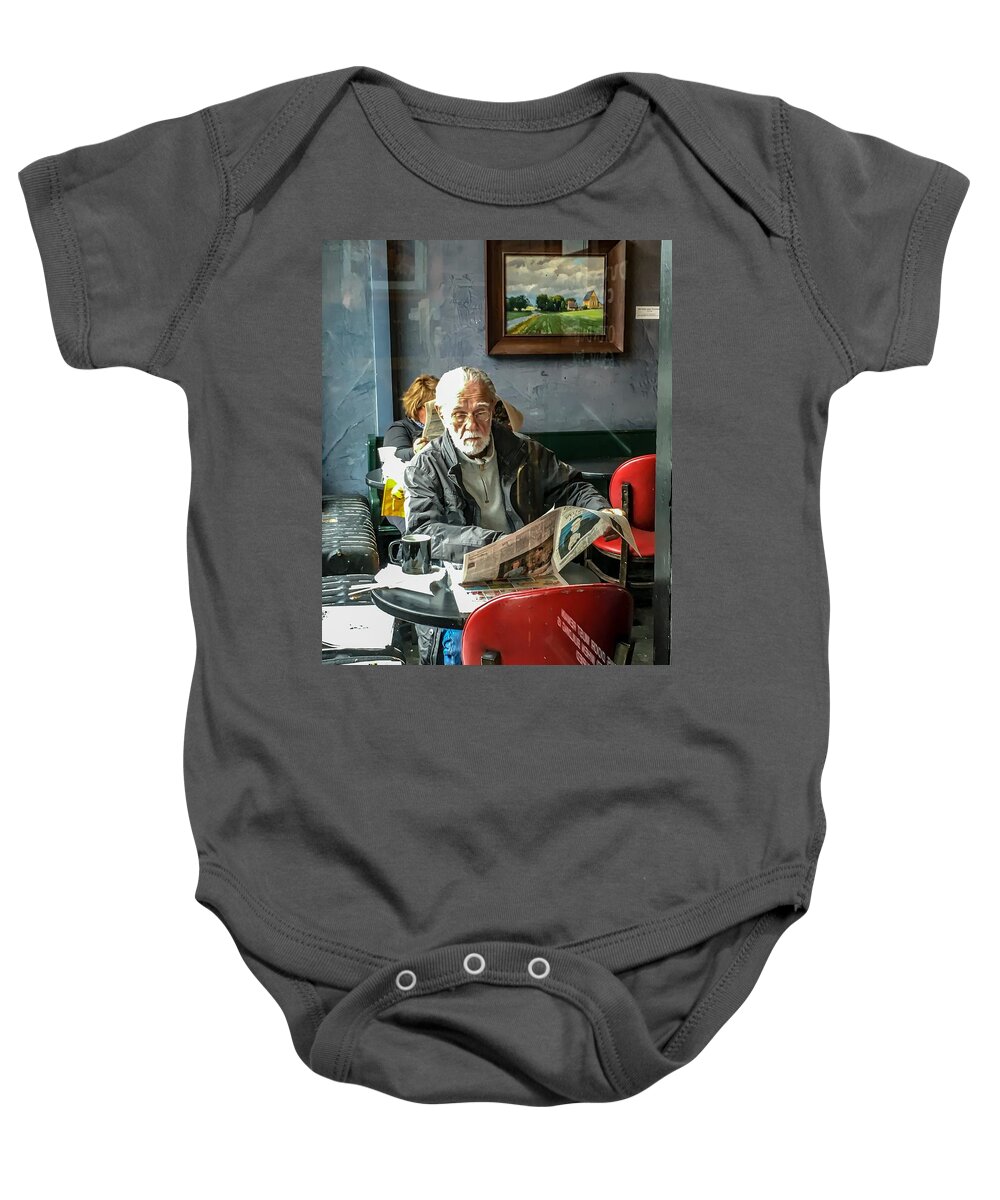 Coffee Baby Onesie featuring the photograph Coffee and News by David Ralph Johnson