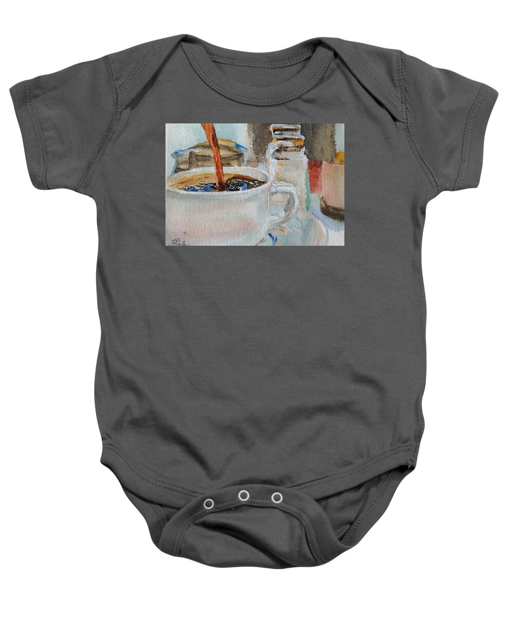 Still Life Baby Onesie featuring the painting Coffee by Sheila Romard