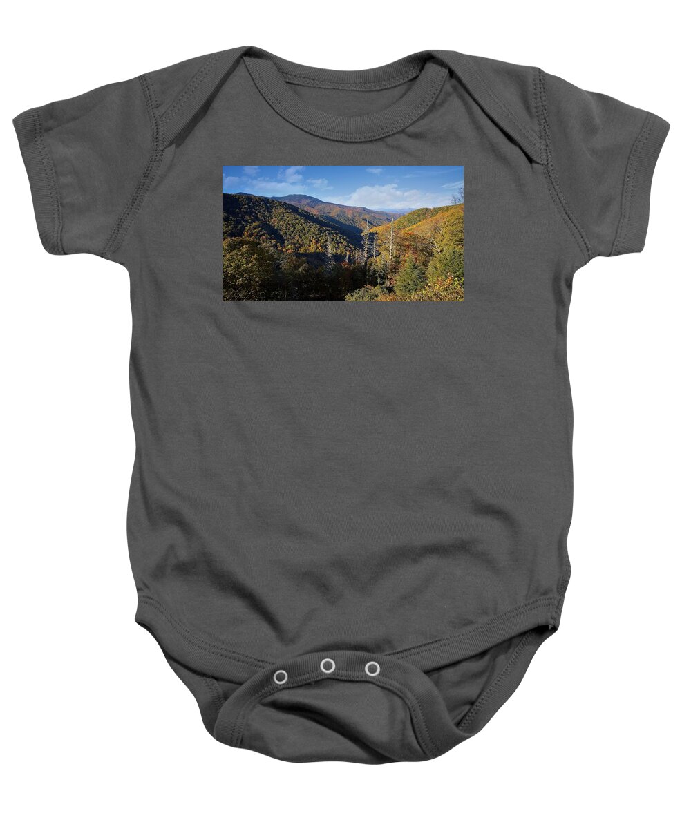 Autumn Baby Onesie featuring the photograph Colorful Autumn in the Blue Ridge Mountains by Ronald Lutz
