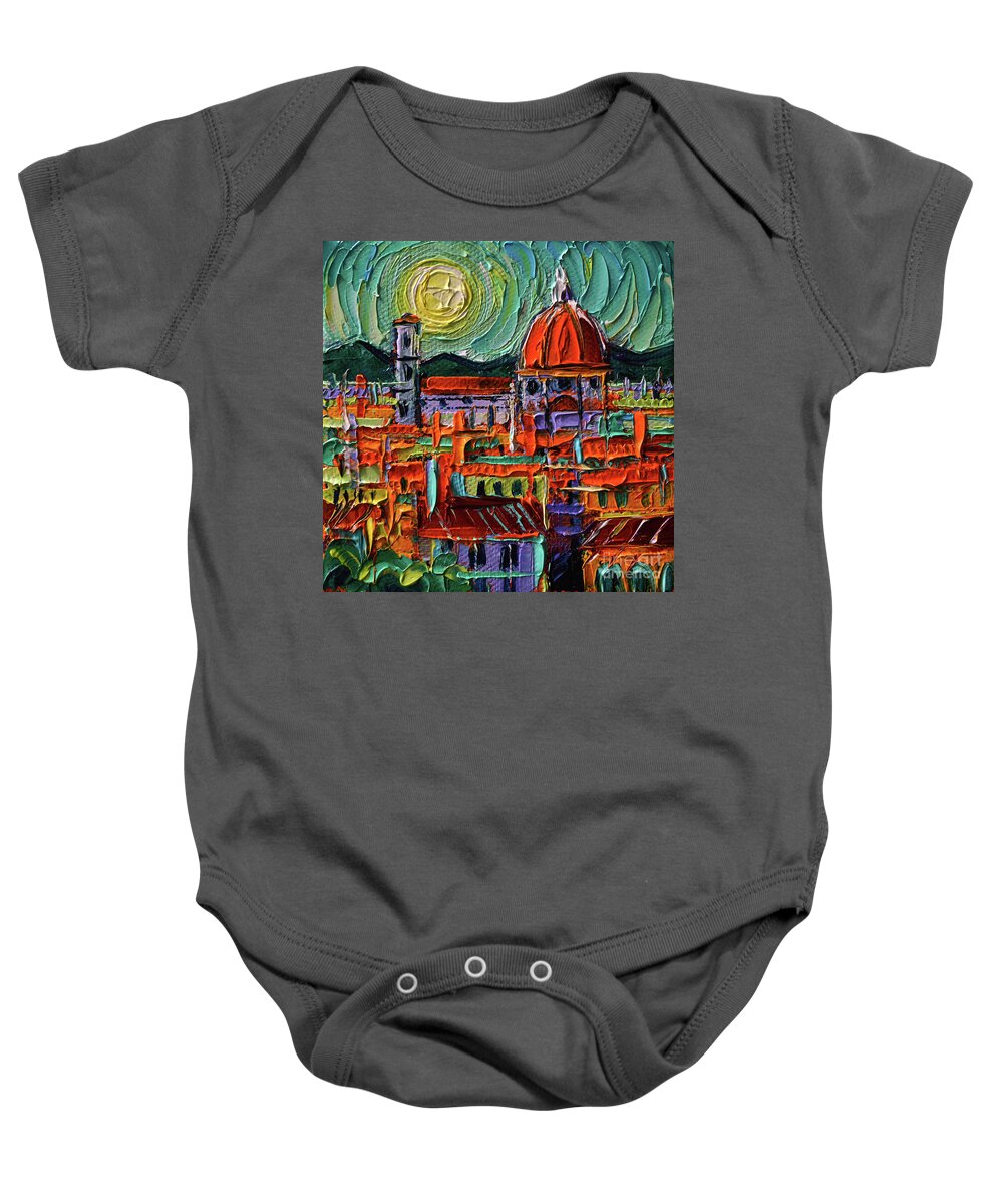 Colorful Rooftops Of Firenze Baby Onesie featuring the painting COLORFUL ROOFTOPS OF FIRENZE miniature oil painting on 3D canvas Mona Edulesco by Mona Edulesco