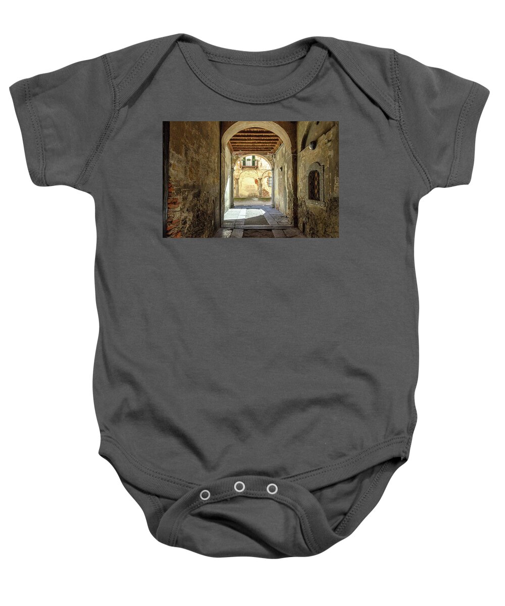 Italy Baby Onesie featuring the photograph Como Italy Alley by Douglas Wielfaert
