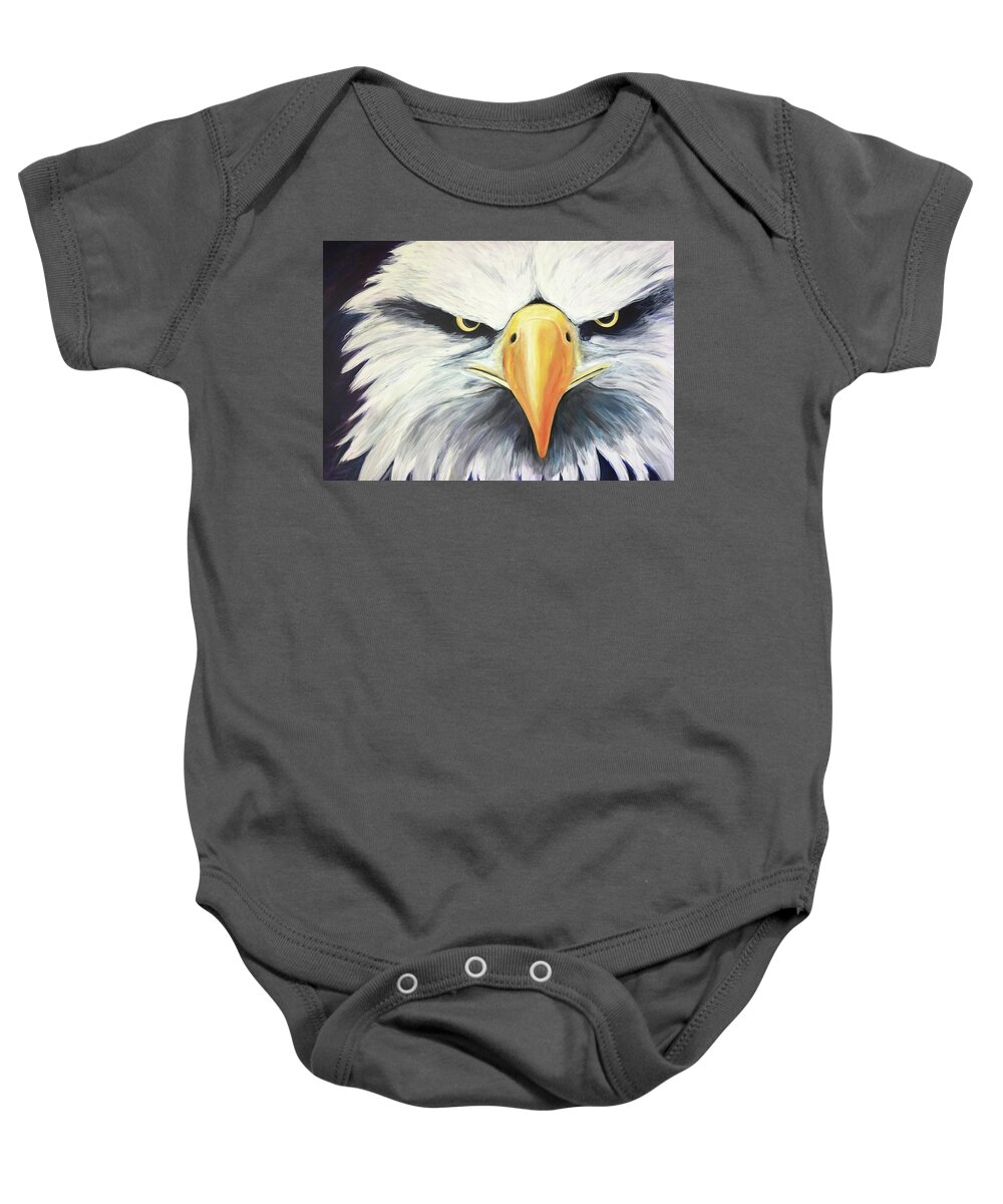 Eagle Baby Onesie featuring the painting Conviction by Pamela Schwartz