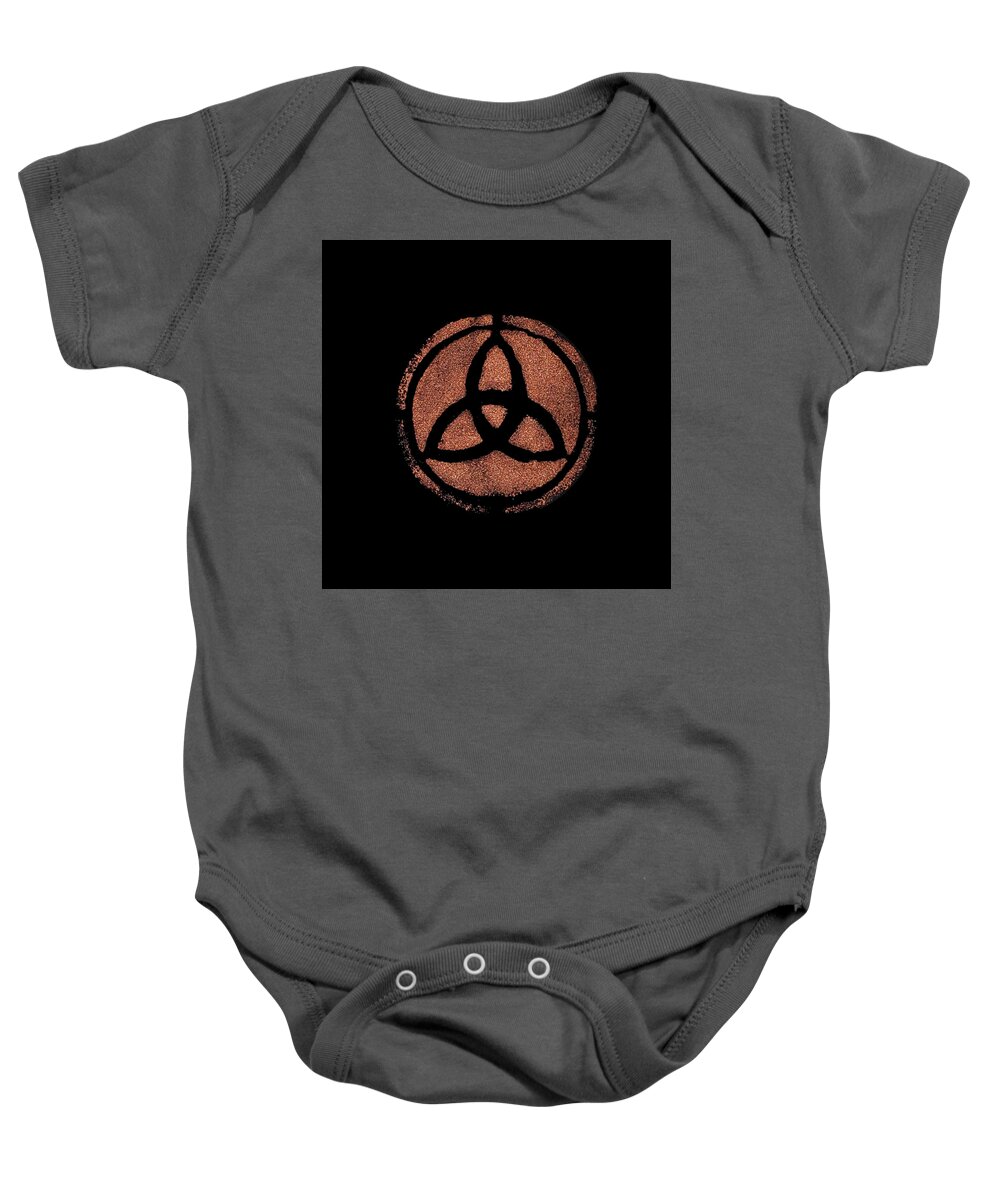 Copper Baby Onesie featuring the painting Copper Triquetra by Vicki Noble