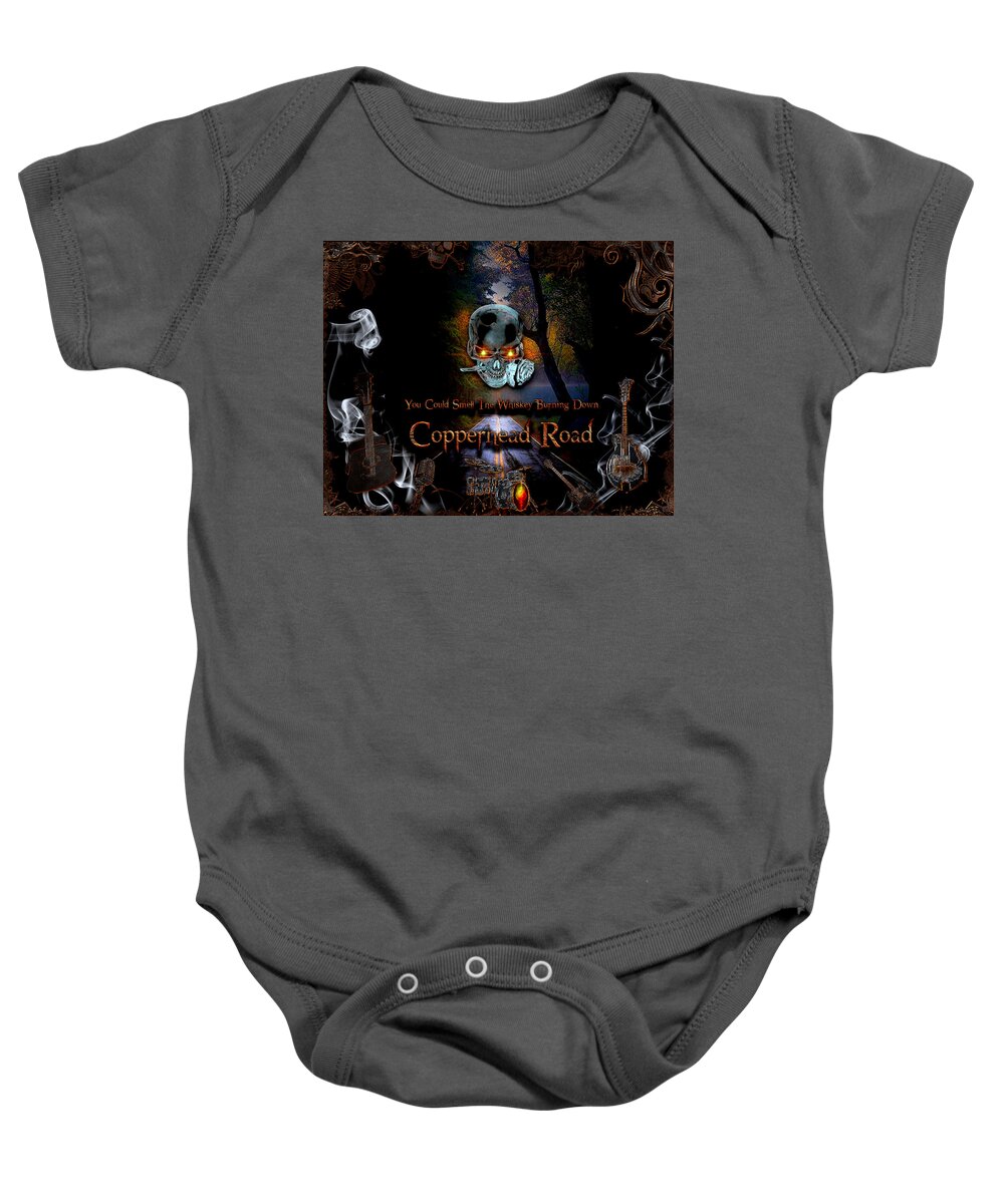 Copperhead Road Baby Onesie featuring the digital art Copperhead Road by Michael Damiani