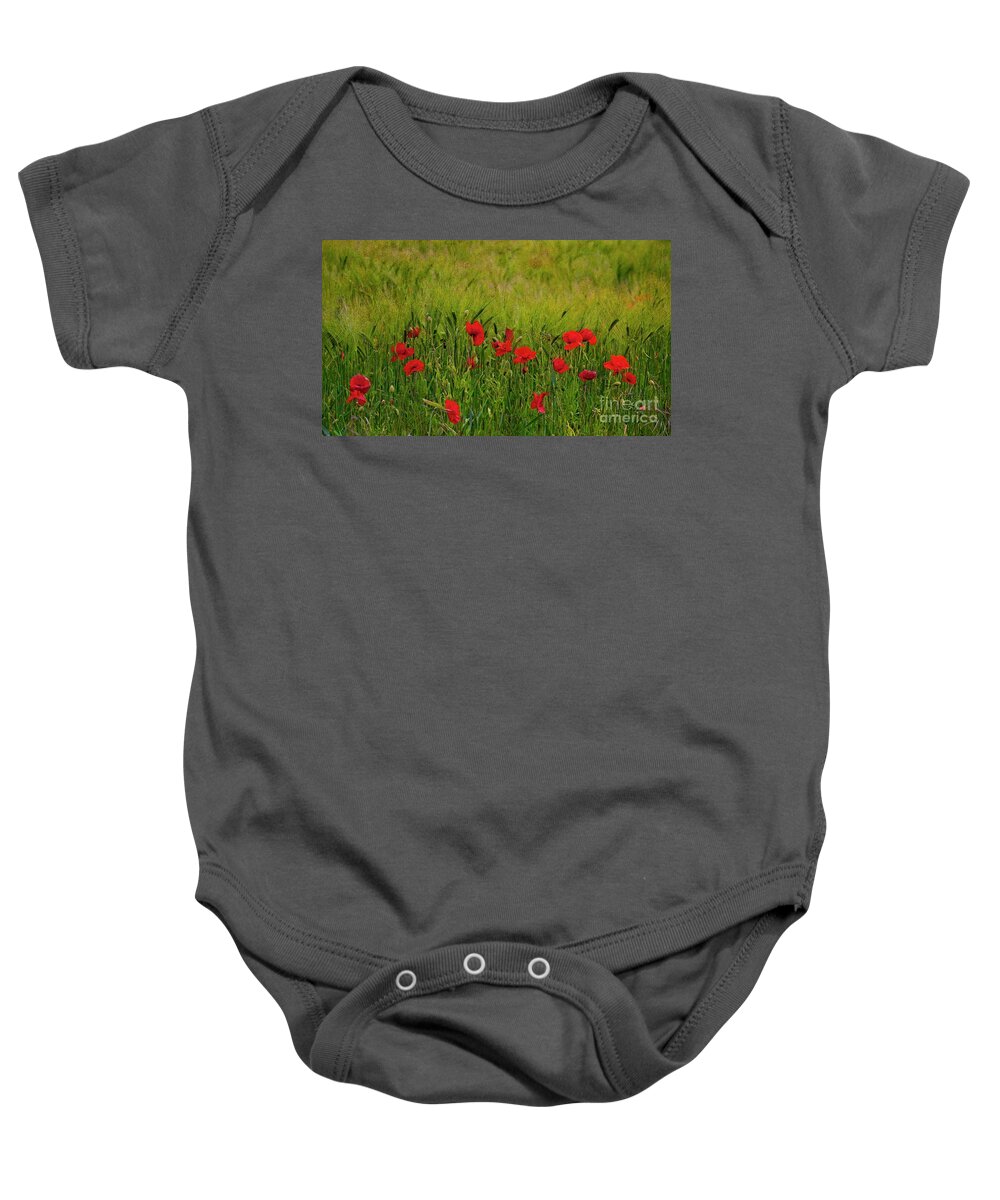 Poppy Picture Baby Onesie featuring the photograph Cornfield Poppies by Martyn Arnold