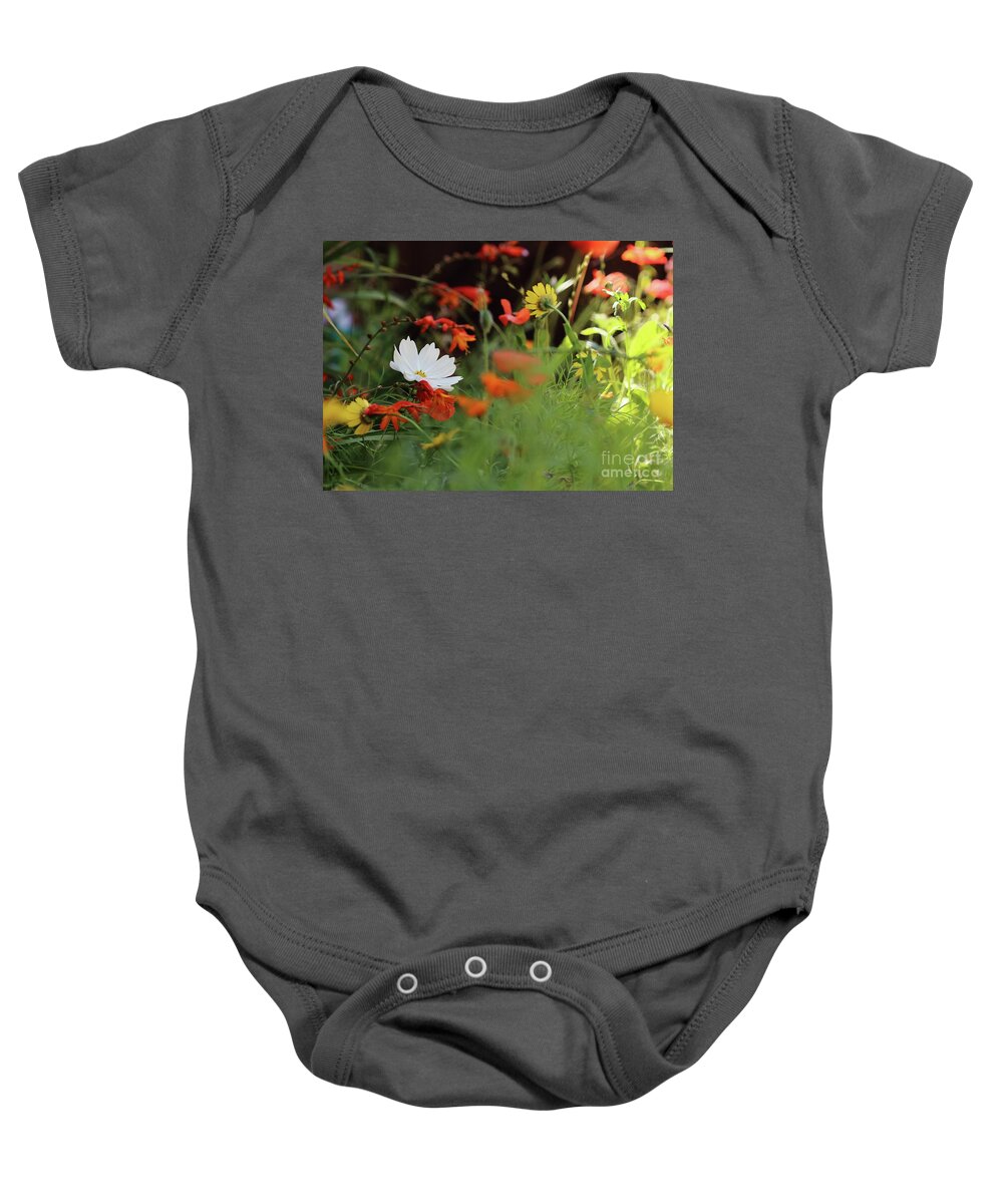 Flowers Flora Wildflowers Baby Onesie featuring the photograph Cosmos and Crocosmia by Baggieoldboy