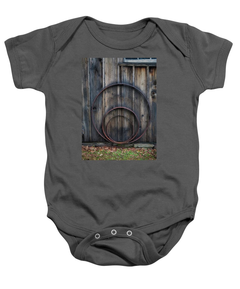 Barn Baby Onesie featuring the photograph Country Farm Rings by Susan Candelario