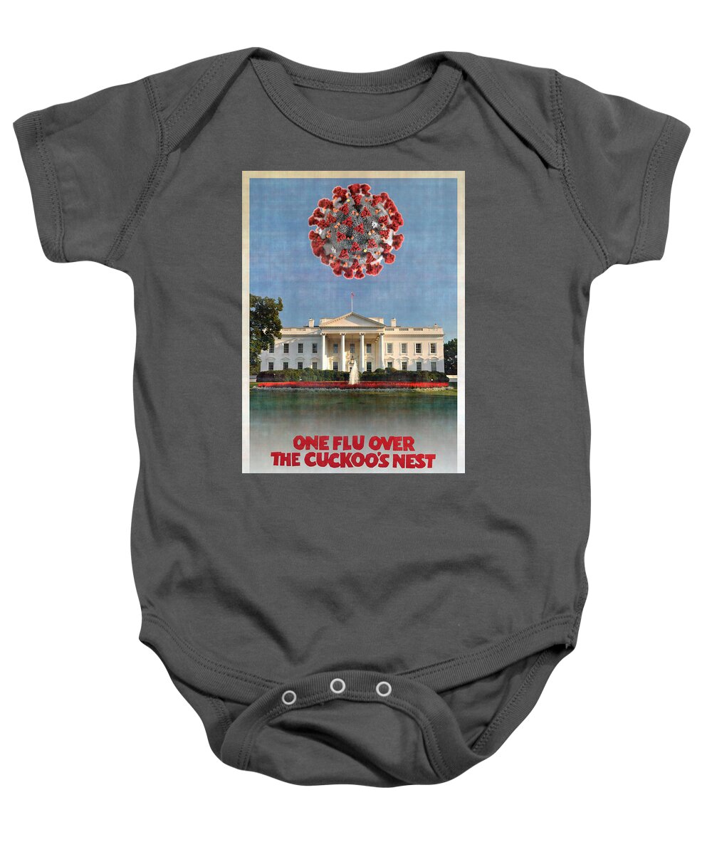 Richard Reeve Baby Onesie featuring the mixed media Covid-19 by Richard Reeve