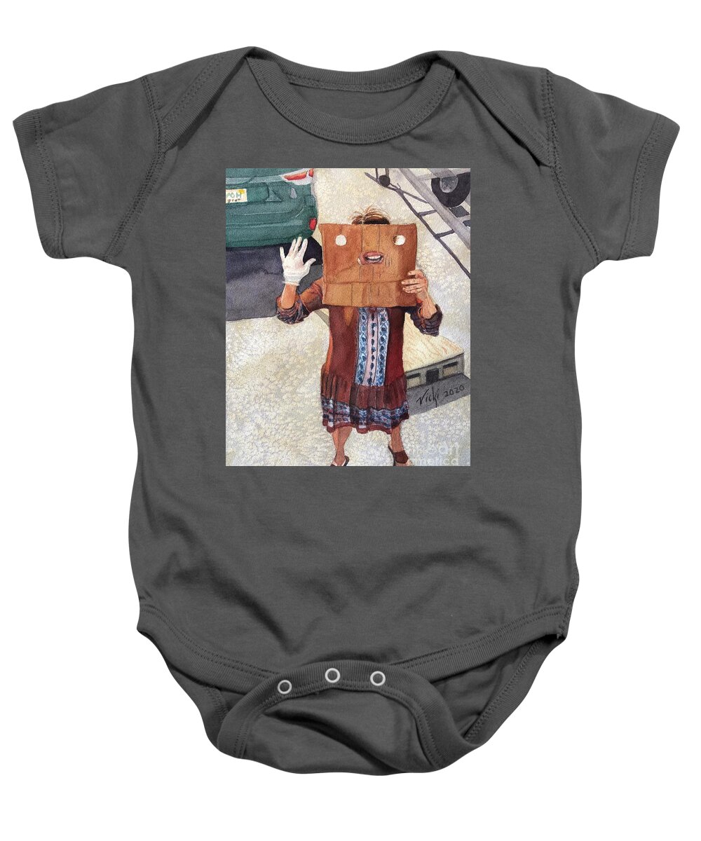 Covid19 Baby Onesie featuring the painting COVID10 Volunteer #9 by Vicki B Littell