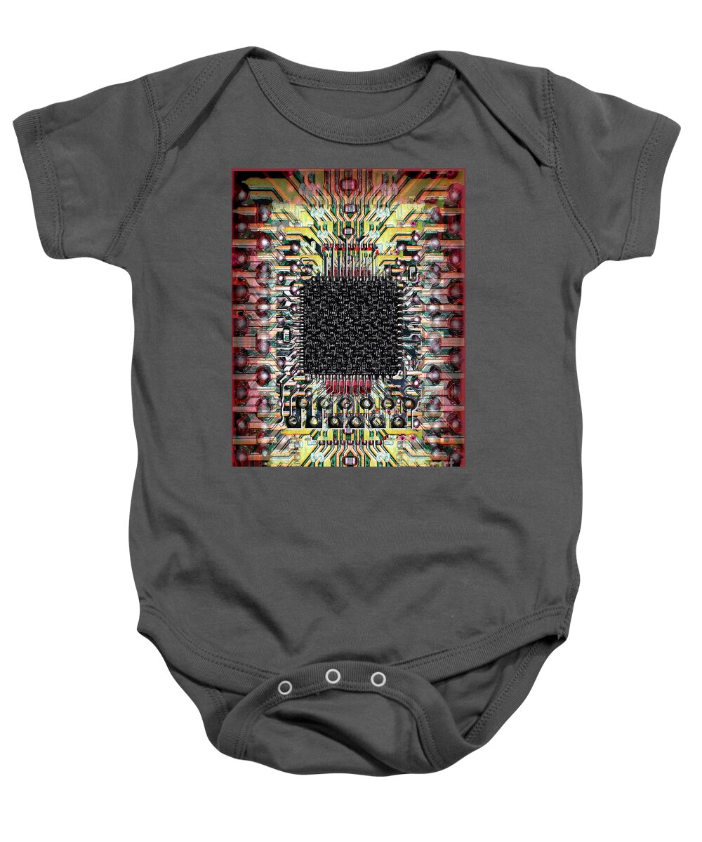 Computer Baby Onesie featuring the digital art CPU by Anthony Ellis