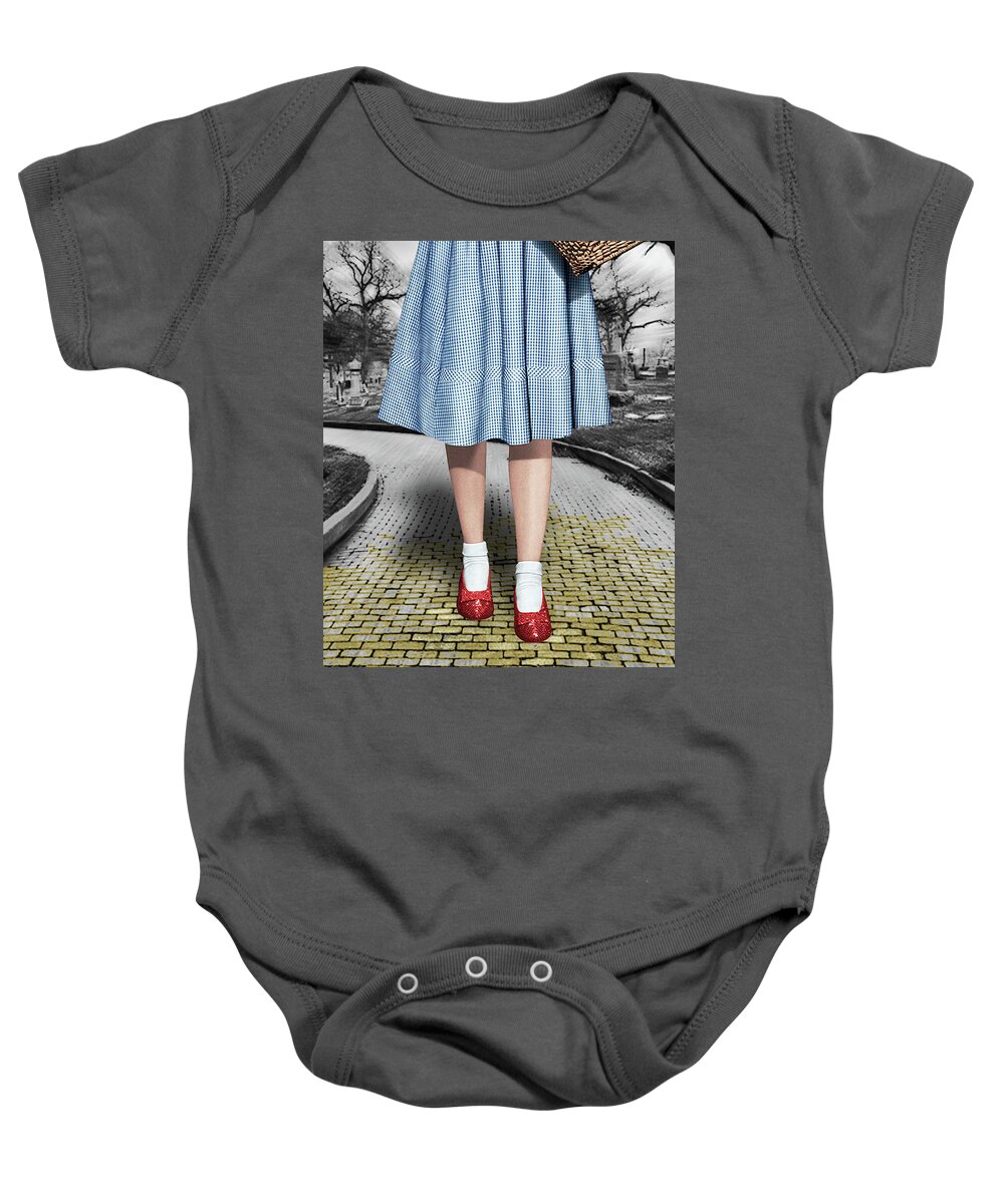 The Wizard Of Oz Baby Onesie featuring the painting Creepy Dorothy In The Wizard of Oz 2 by Tony Rubino
