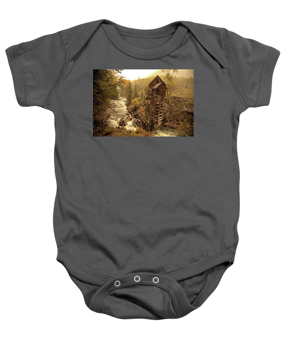 Colorado Baby Onesie featuring the photograph Crystal Mill by Bob Falcone