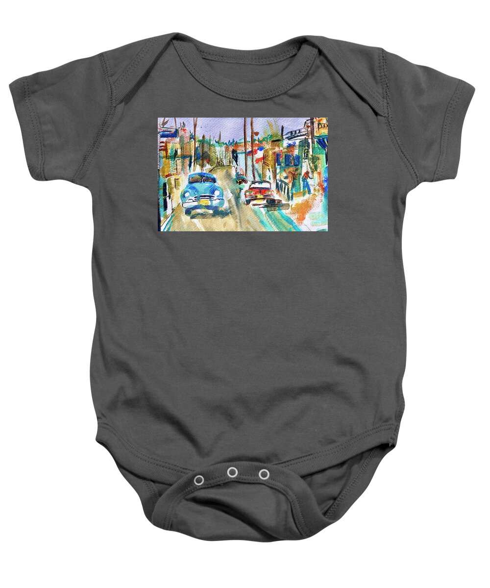 Cuba Baby Onesie featuring the painting Cuba Streets painting 2 by Patty Donoghue