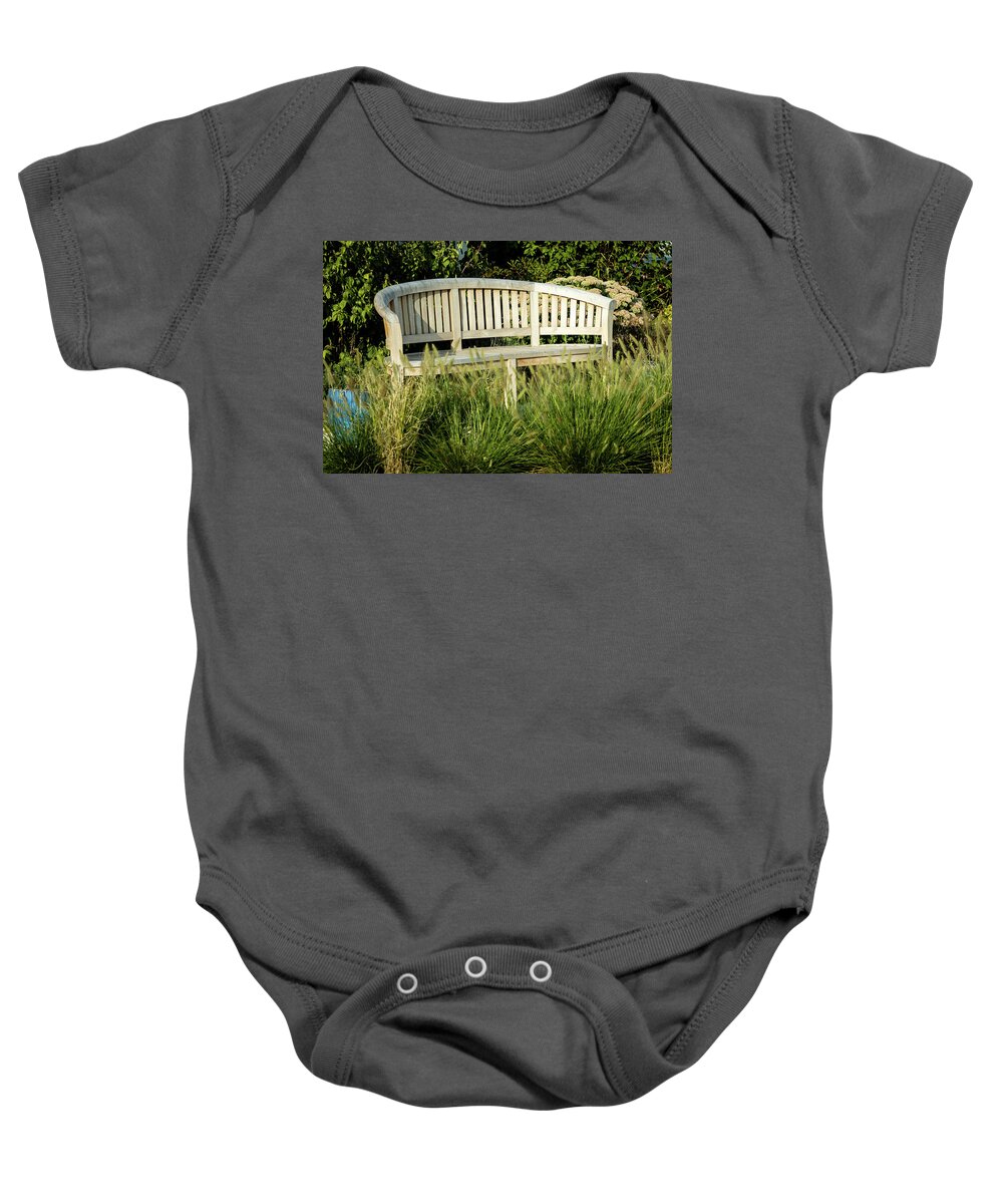 Garden Baby Onesie featuring the photograph Curved Bench by Craig A Walker