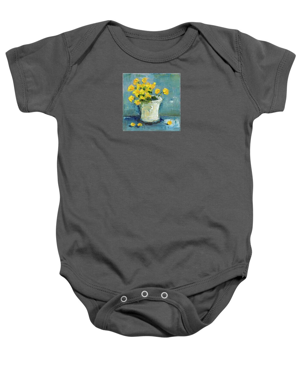 Daffodils Baby Onesie featuring the painting Daffodils by Roger Clarke