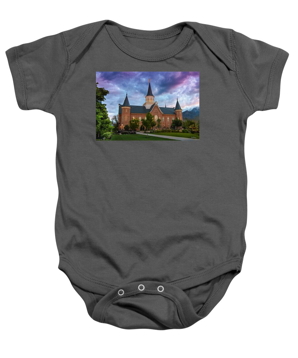 Provo City Center Temple Baby Onesie featuring the photograph Daybreak by David Simpson