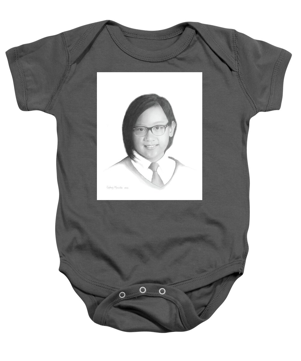 Portrait Baby Onesie featuring the drawing Deanna by Conrad Mieschke